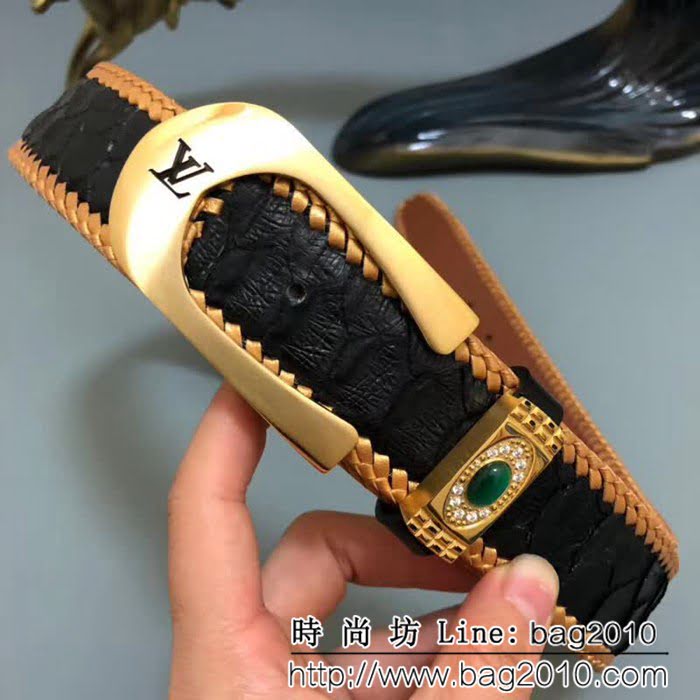 路易威登LV 蛇皮系列 印尼叢林蟒蛇皮 時尚高端男士皮帶 LHG1817